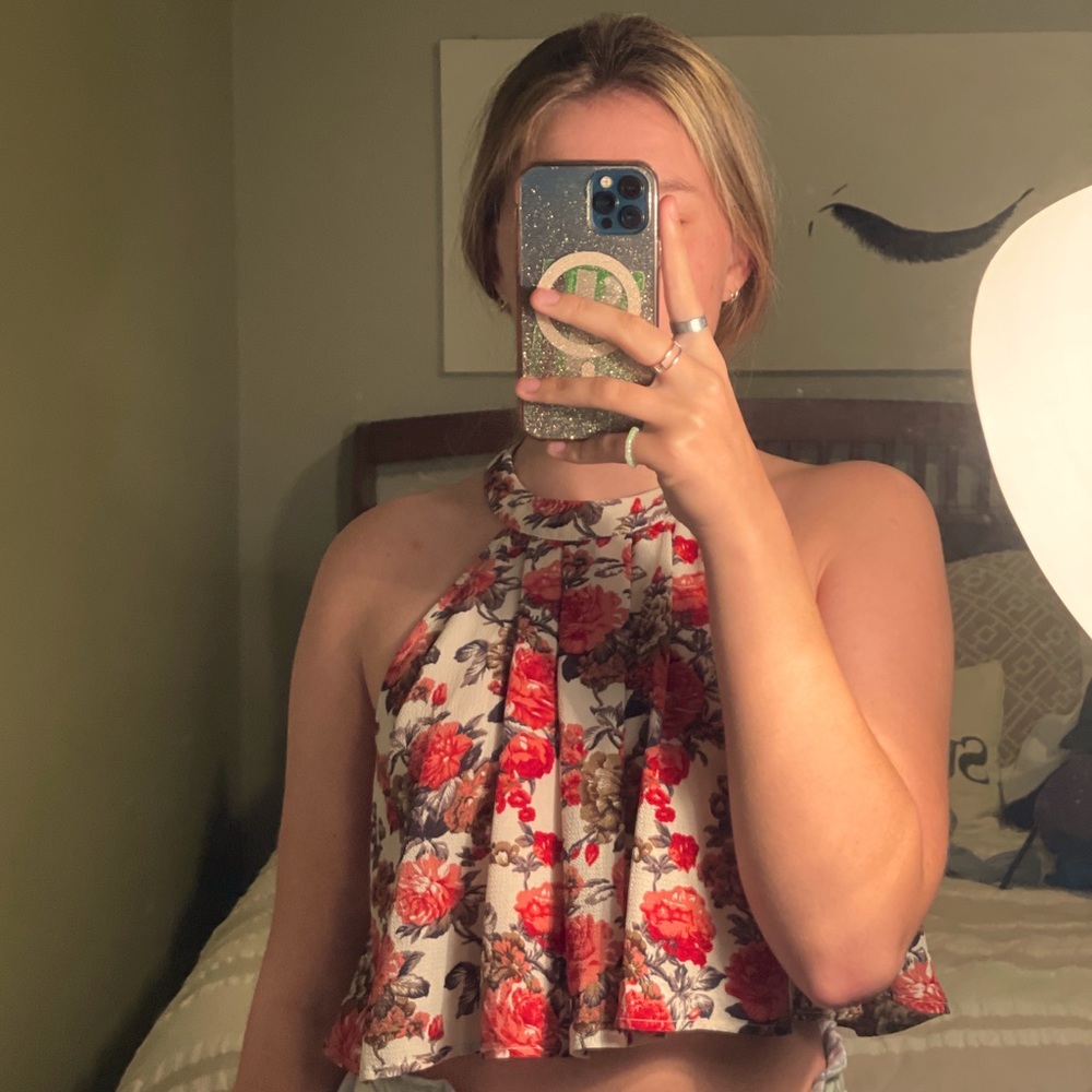 Pink Owl Floral Sleeveless Blouse